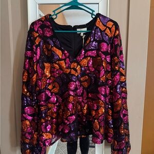 MELLODAY Sequin Embellished Top in Purple and Orange